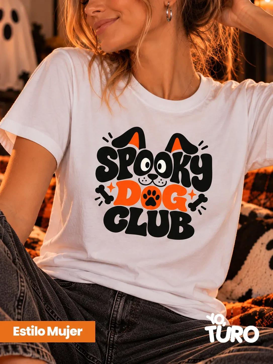 Polera Spooky Dog Club 👻🐾 — Blanca - Imagen 2