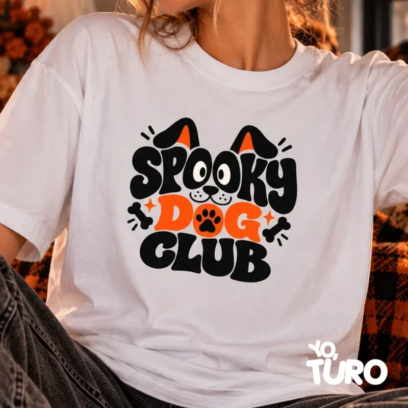 Polera Spooky Dog Club 👻🐾 — Blanca