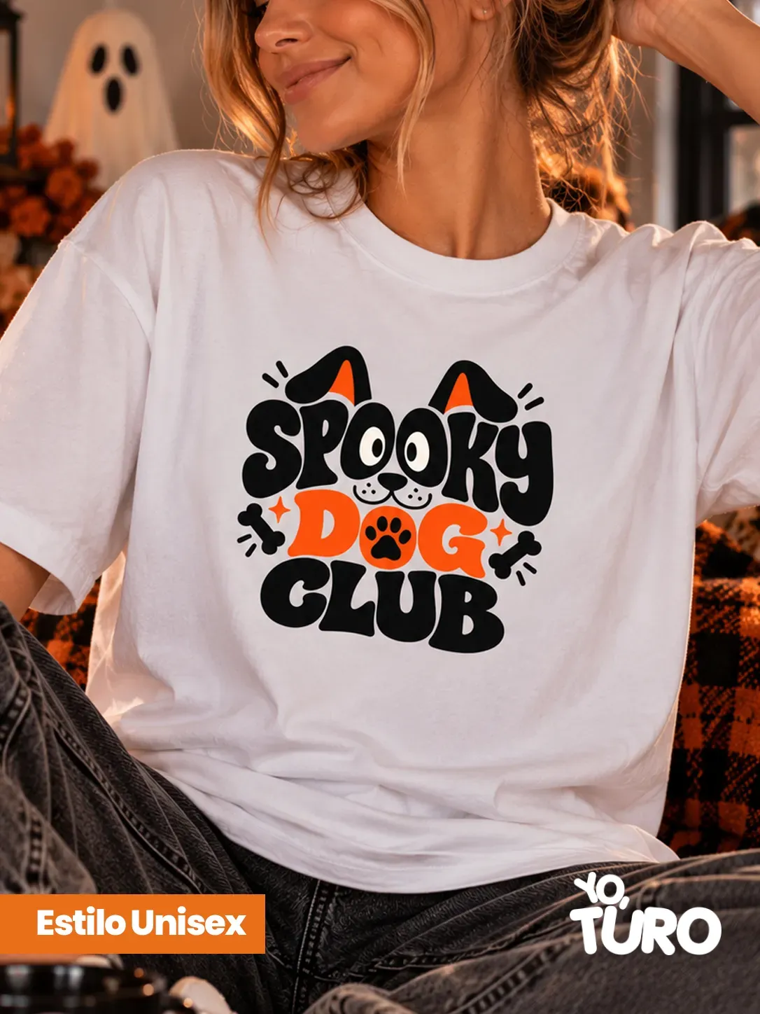 Polera Spooky Dog Club 👻🐾 — Blanca